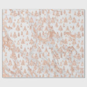 Roze Rose Gold Glitter kerstboom Marmer White Cadeaupapier (Vlak)