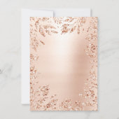 Roze Rose Gold Glitter Leafs Floral Lijst Crystal Kaart (Achterkant)