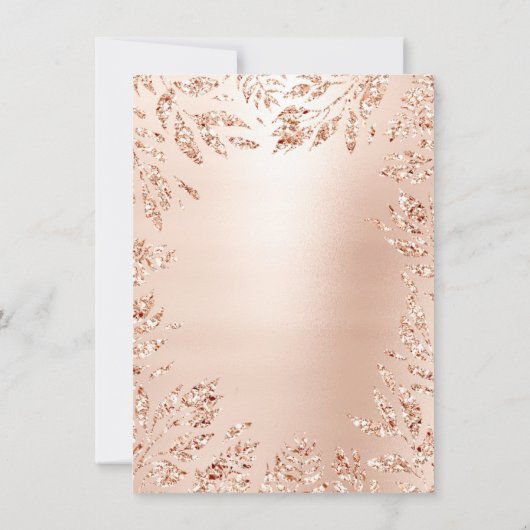 Roze Rose Gold Glitter Leafs Floral Lijst Crystal Kaart (Achterkant)