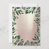 Roze Rose Gold Glitter Leafs Floral Lijst Green Kaart (Achterkant)