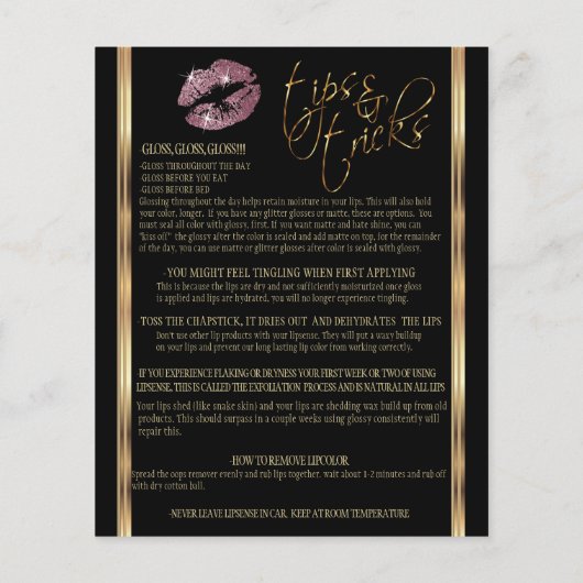 Roze Rose Gold Glitter Lip Instructies Flyer (Achterkant)