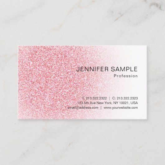 Roze Rose Gold Glitter look Moderne Elegant Visitekaartje (Voorkant)