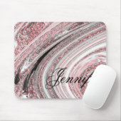 Roze Rose Gold Glitter Marble Geode met monogram Muismat (Met muis)