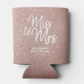 Roze Rose Gold Glitter Miss naar Mrs Vrijgezellenf Blikjeskoeler (Achterkant)