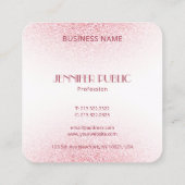 Roze Rose Gold Glitter Modern Elegant Monogram Vierkante Visitekaartje (Achterkant)