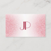 Roze Rose Gold Glitter Modern Elegant Monogram Visitekaartje (Voorkant)
