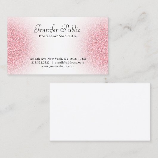 Roze Rose Gold Glitter Modern Elegant Professional Visitekaartje (Voorkant / Achterkant)