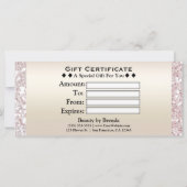 Roze Rose Gold Glitter Monogram Cadeaubon (Achterkant)