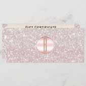 Roze Rose Gold Glitter Monogram Cadeaubon (Voorkant / Achterkant)