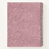 Roze Rose Gold Glitter Monogram Script Sparkle Notitieboek (Achterkant)