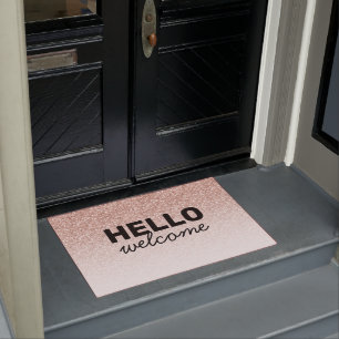 Roze Rose Gold Glitter Ombre Hallo Welkom Deurmat