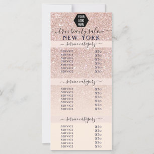 Roze Rose Gold Glitter Ombre Logo Salon Prijs
