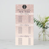 Roze Rose Gold Glitter Ombre Logo Salon Prijs (Staand voorkant)