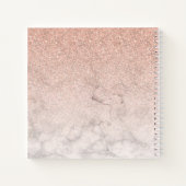 Roze Rose Gold Glitter Ombre Marble Sketchbook Notitieboek (Achterkant)