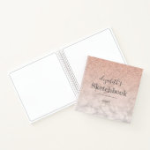 Roze Rose Gold Glitter Ombre Marble Sketchbook Notitieboek (Binnen)