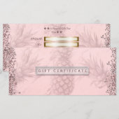 Roze Rose Gold Glitter Pineappel Cadeaubon (Voorkant / Achterkant)