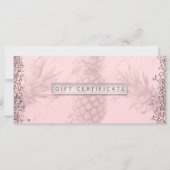 Roze Rose Gold Glitter Pineappel Cadeaubon (Voorkant)