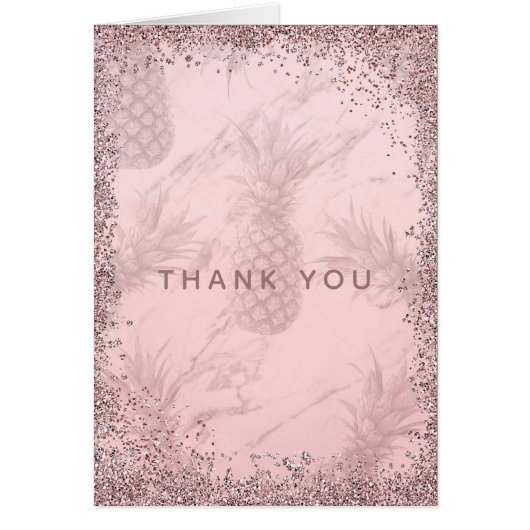 Roze Rose Gold Glitter Pineappel Hartelijk dank (Voorkant)