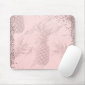 Roze Rose Gold Glitter Pineappel Tropische afbeeld Muismat (Met muis)