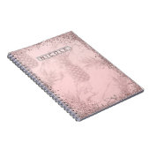 Roze Rose Gold Glitter Pineappel Tropische afbeeld Notitieboek (Rechterzijde)