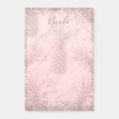 Roze Rose Gold Glitter Pineappel Tropische afbeeld Post-it® Notes (Voorkant)