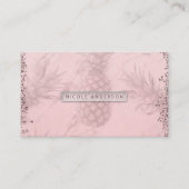 Roze Rose Gold Glitter Pineappel Tropische afbeeld Visitekaartje (Voorkant)