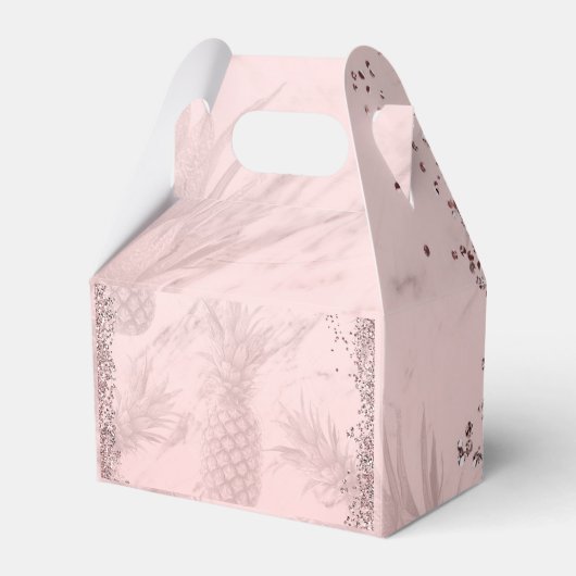 Roze Rose Gold Glitter Pineappel Tropische Partij Bedankdoosjes (Voorkant Zijde)