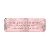 Roze Rose Gold Glitter Pineappel Tropische Partij Etiket (Voorkant)