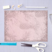 Roze Rose Gold Glitter Pineappel Tropische Partij Tissuepapier (Craft)