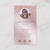 Roze Rose Gold Glitter Professional Social Media Visitekaartje (Voorkant)