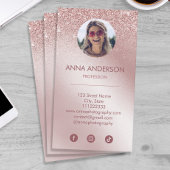 Roze Rose Gold Glitter Professional Social Media Visitekaartje