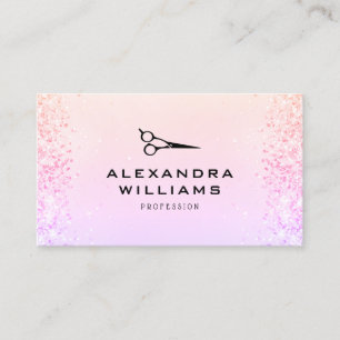 Roze Rose Gold Glitter QR Code Scissor Modern Visitekaartje