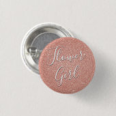 Roze Rose Gold Glitter & Sparkle Bloemenmeisje Ronde Button 3,2 Cm (Voorkant /achterkant)