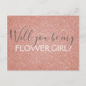 Roze Rose Gold Glitter & Sparkle Bloemenmeisje Uitnodiging Briefkaart (Voorkant)
