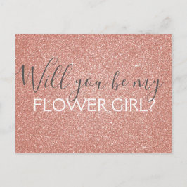 Roze Rose Gold Glitter & Sparkle Bloemenmeisje Uitnodiging Briefkaart