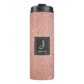 Roze Rose Gold Glitter Sparkle Elegant Monogram Thermosbeker (Voorkant)