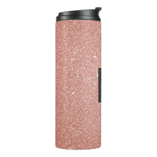 Roze Rose Gold Glitter Sparkle Elegant Monogram Thermosbeker (Gedraaid links)