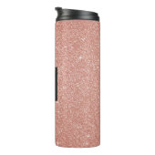 Roze Rose Gold Glitter Sparkle Elegant Monogram Thermosbeker (Geroteerd rechts)