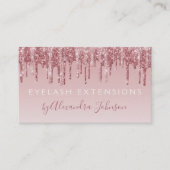 Roze Rose Gold Glitter Sparkle Eyelash Extensions Visitekaartje (Voorkant)