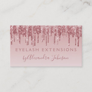 Roze Rose Gold Glitter Sparkle Eyelash Extensions Visitekaartje
