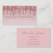 Roze Rose Gold Glitter Sparkle Eyelash Extensions Visitekaartje (Voorkant / Achterkant)