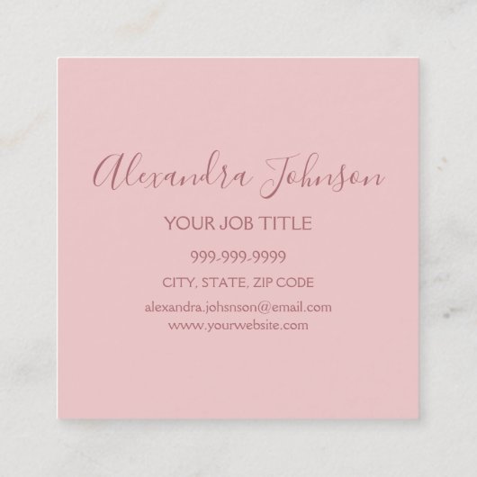 Roze Rose Gold Glitter Sparkle Hair Makeup Vierkante Visitekaartje (Achterkant)