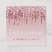 Roze Rose Gold Glitter Sparkle Hair Makeup Vierkante Visitekaartje (Voorkant)