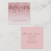 Roze Rose Gold Glitter Sparkle Hair Makeup Vierkante Visitekaartje (Voorkant / Achterkant)