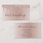 Roze Rose Gold Glitter Sparkle Hair Makeup Visitekaartje (Voorkant / Achterkant)