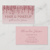 Roze Rose Gold Glitter Sparkle Hair Makeup Visitekaartje (Voorkant / Achterkant)