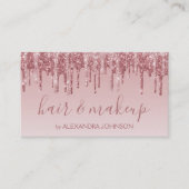Roze Rose Gold Glitter Sparkle Hair Makeup Visitekaartje (Voorkant)
