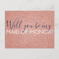 Roze Rose Gold Glitter & Sparkle Maid of Honor