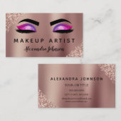 Roze Rose Gold Glitter Sparkle Makeup Artist Visitekaartje (Voorkant / Achterkant)