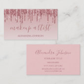 Roze Rose Gold Glitter Sparkle Makeup Artist Visitekaartje (Voorkant / Achterkant)